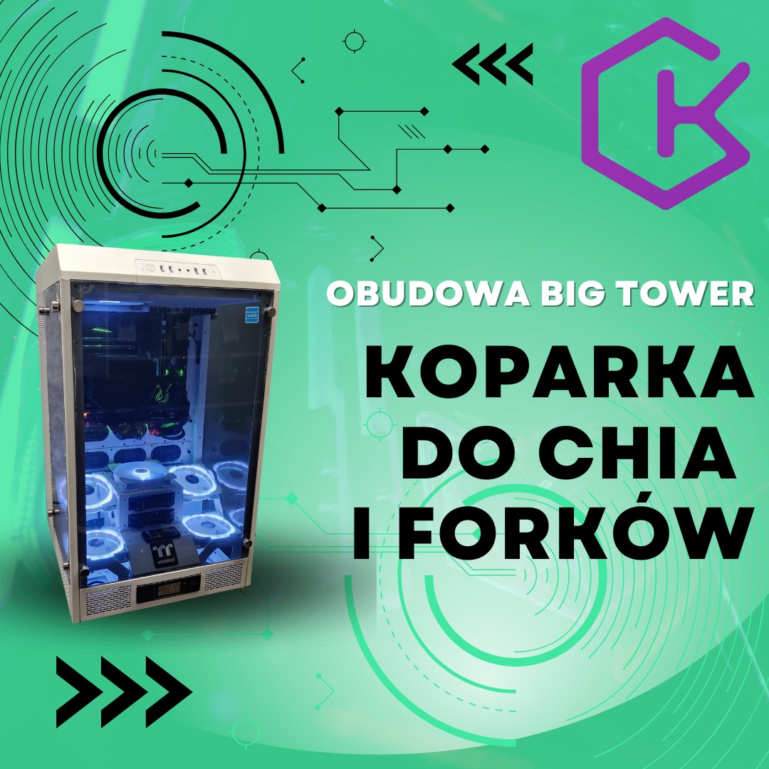 Koparka do Chia i innych kryptowalut z PoST w białej obudowie Big Tower